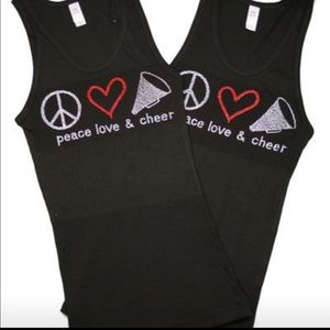 Black Junior Tank Top with “Peace, Love & Cheer”
